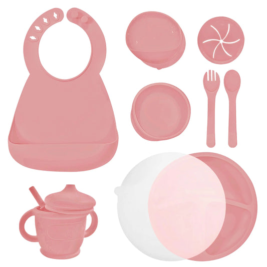 Set de alimentación para bebés de 6-12 meses (Rosa Cristal)