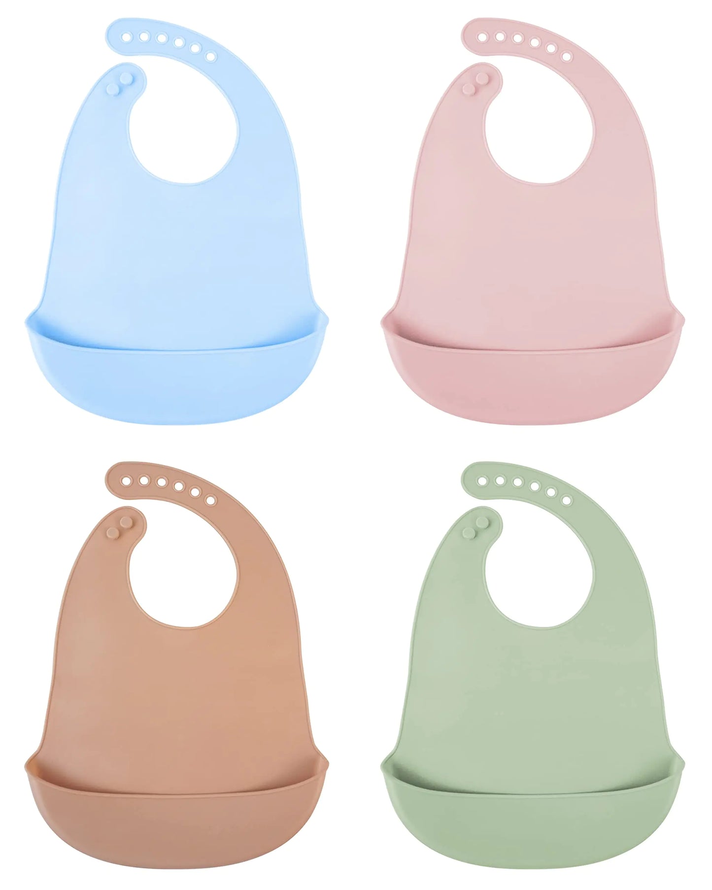 4 piezas Baberos Impermeables de Silicona para Bebés