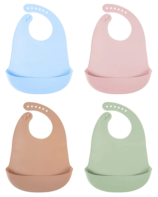 4 piezas Baberos Impermeables de Silicona para Bebés