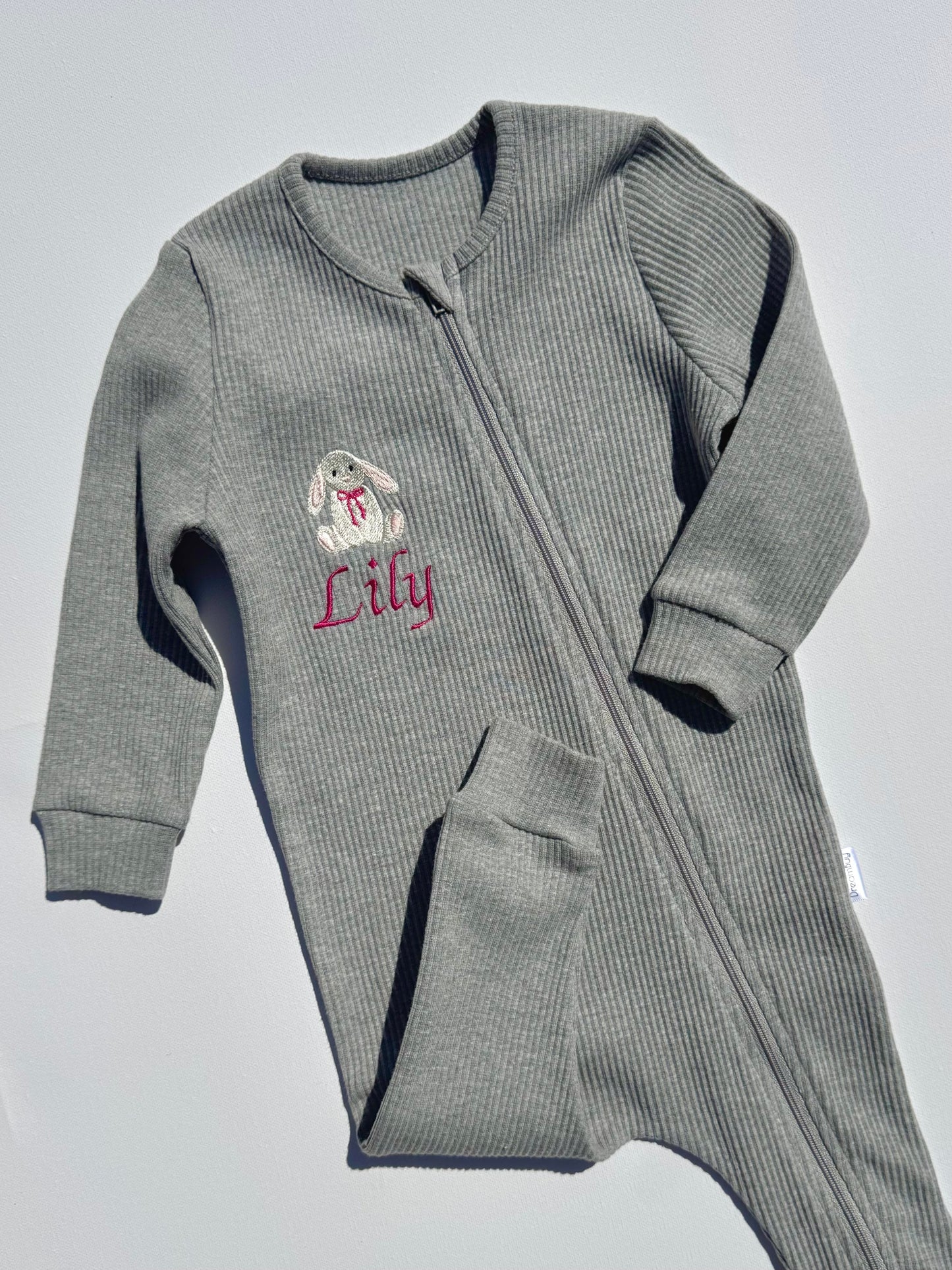 Bunny Theme Personalised Zip Romper-1