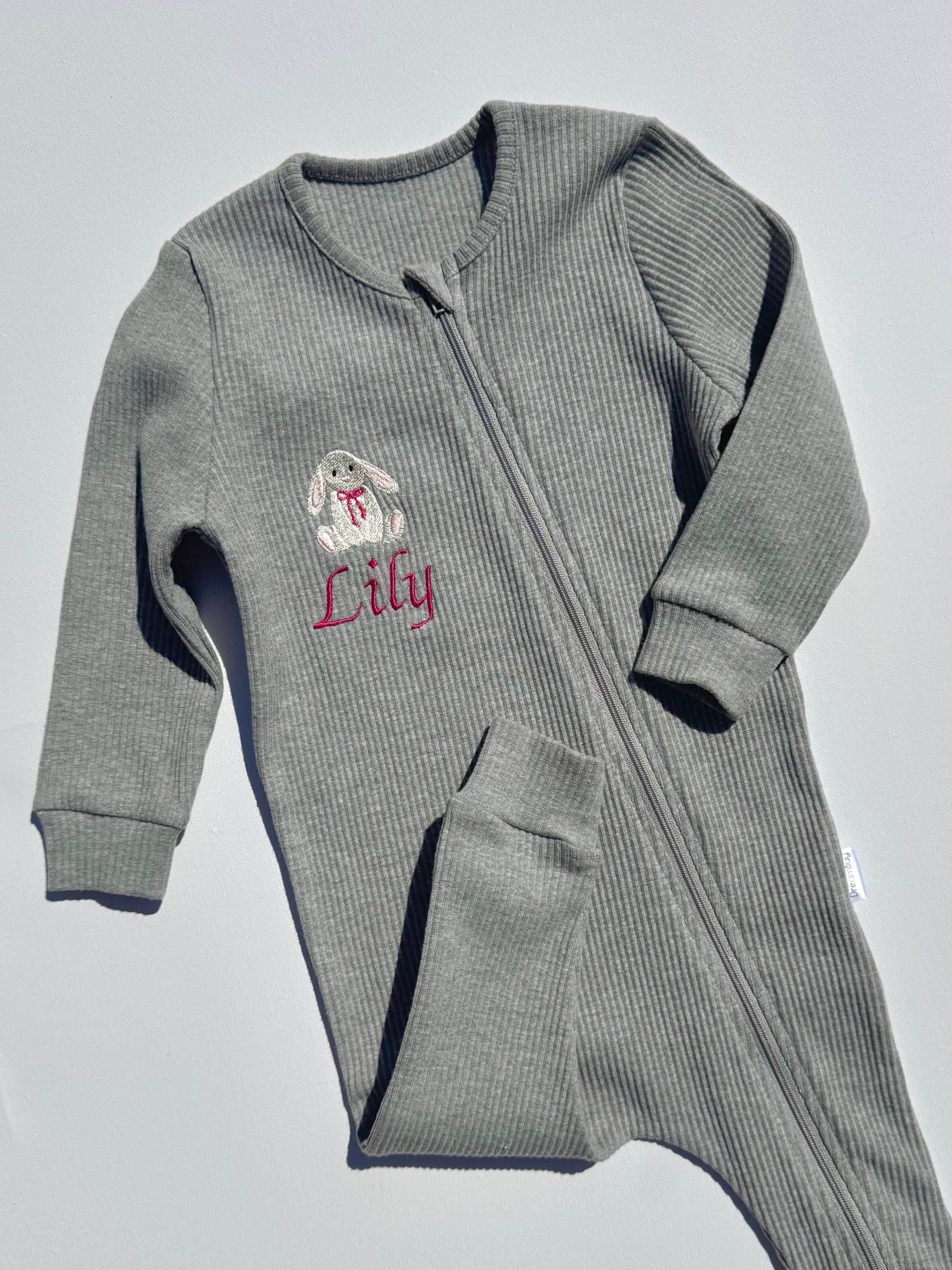 Bunny Theme Personalised Zip Romper-1