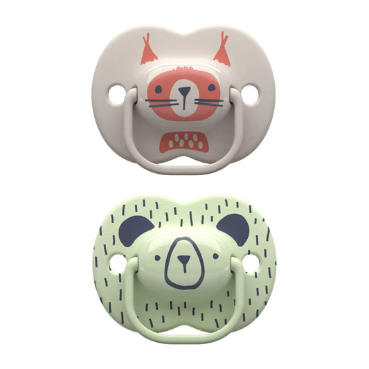 Chupetes Tommee Tippee Moda Pacifiers Symmetrical Design BPA-Free Silicone Binkies 6-18m 2-Count Woodland Friends